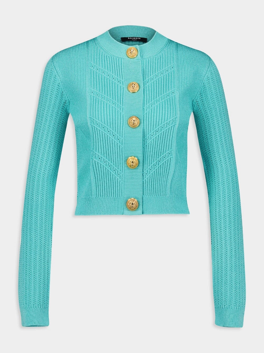 Blue Cropped Knit Cardigan
