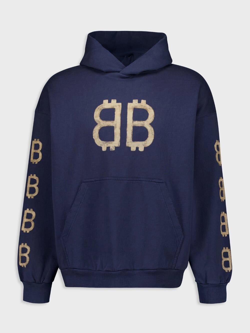 Blue Crypto Hoodie Tops Mens - thermal tops