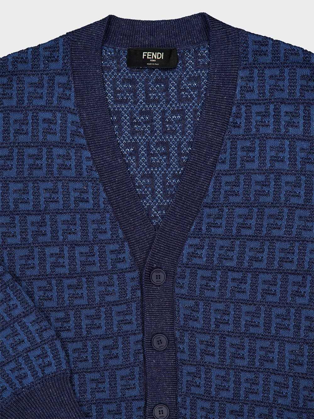 Blue FF Cotton and Linen Cardigan
