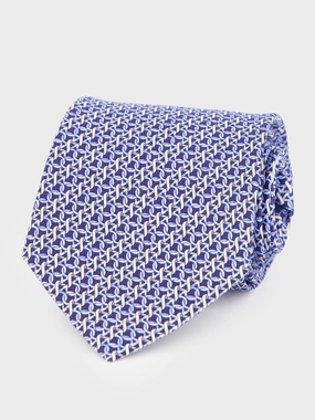 Blue Gancini Print Silk Tie Suits Mens - men's suits outlet