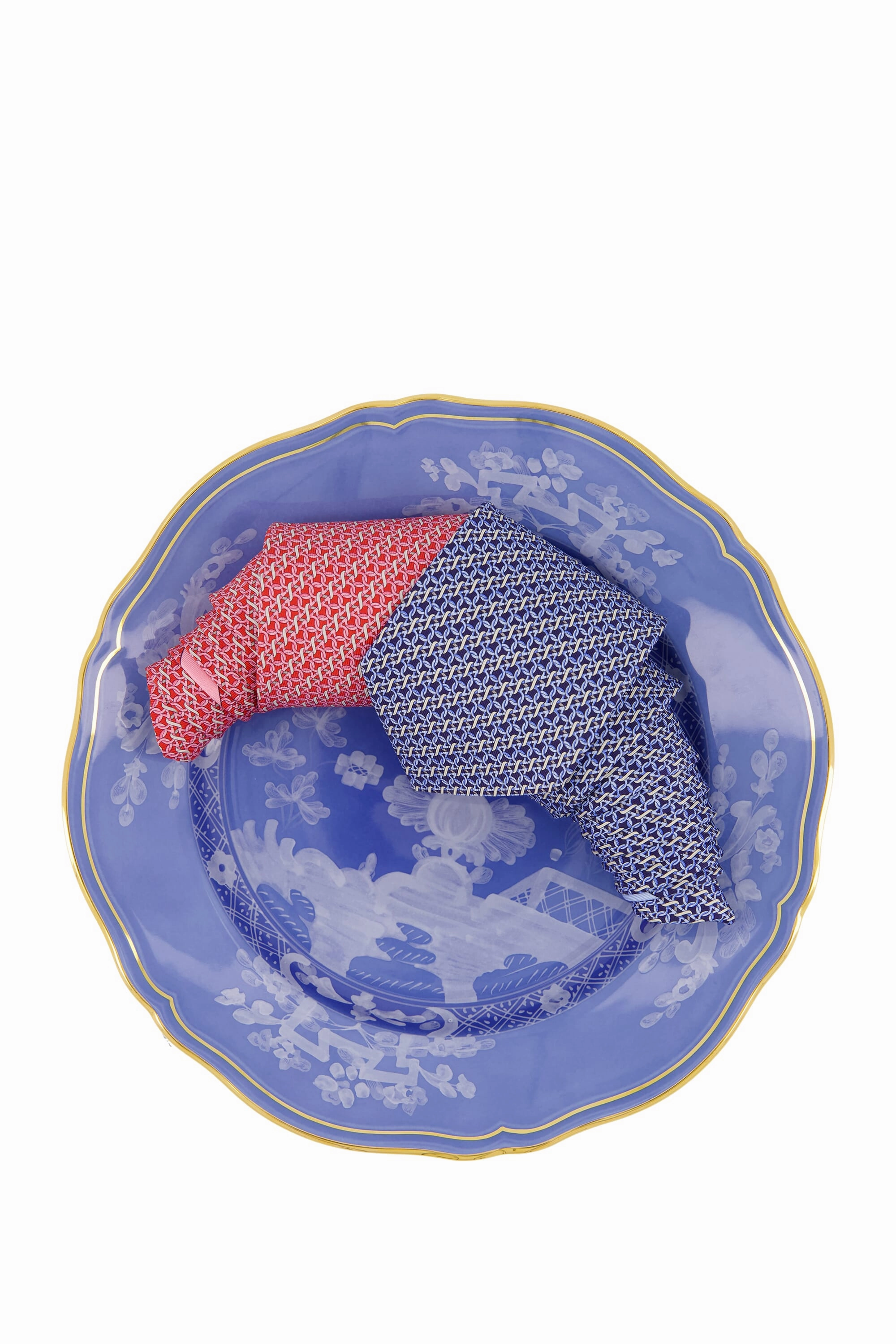 Blue Gancini Print Silk Tie