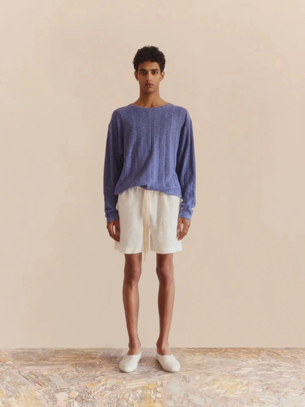 Blue Linen Cotton Sweater Knitwear Mens - men's sweaters sale