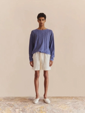 Blue Linen Cotton Sweater Knitwear Mens - men's sweaters sale