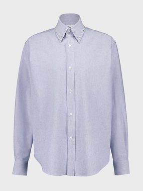 Blue Long-Sleeve Double Collar Cotton Shirt Suits Mens - men's suits outlet