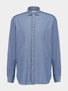 Blue Slub Cotton Shirt Suits Mens - men's suits outlet