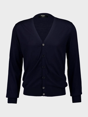 Blue V-neck Wool Cardigan Knitwear Mens - men's sweaters sale