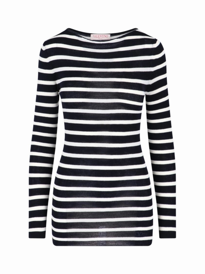 Blue Virgin Stripe Sweater  Blue Tops Womens - button-up blouses