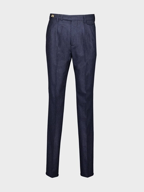 Blue Virgin Wool Flannel Trousers Suits Mens - men's suits outlet