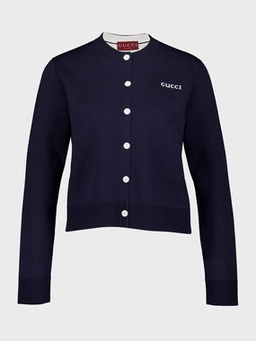 Blue Wool Jacquard Cardigan Knitwear Womens - women's knitwear cheap