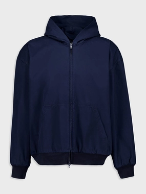 Blue Zip-Up Hoodie Tops Mens - thermal tops