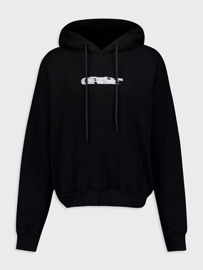 BlurredLogo-Print Cotton Hoodie Tops Mens - thermal tops
