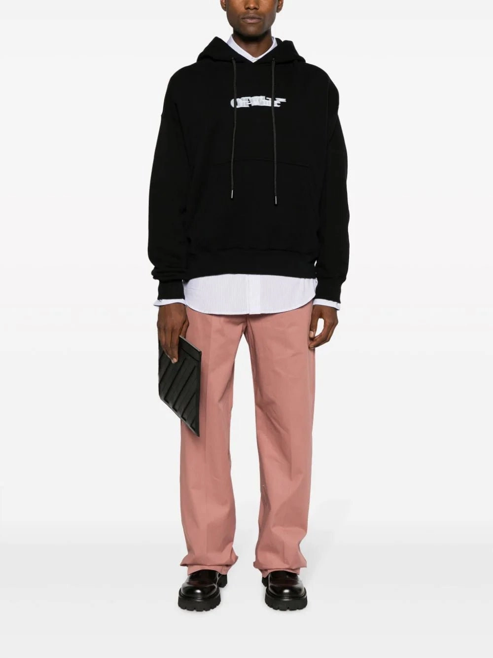 BlurredLogo-Print Cotton Hoodie