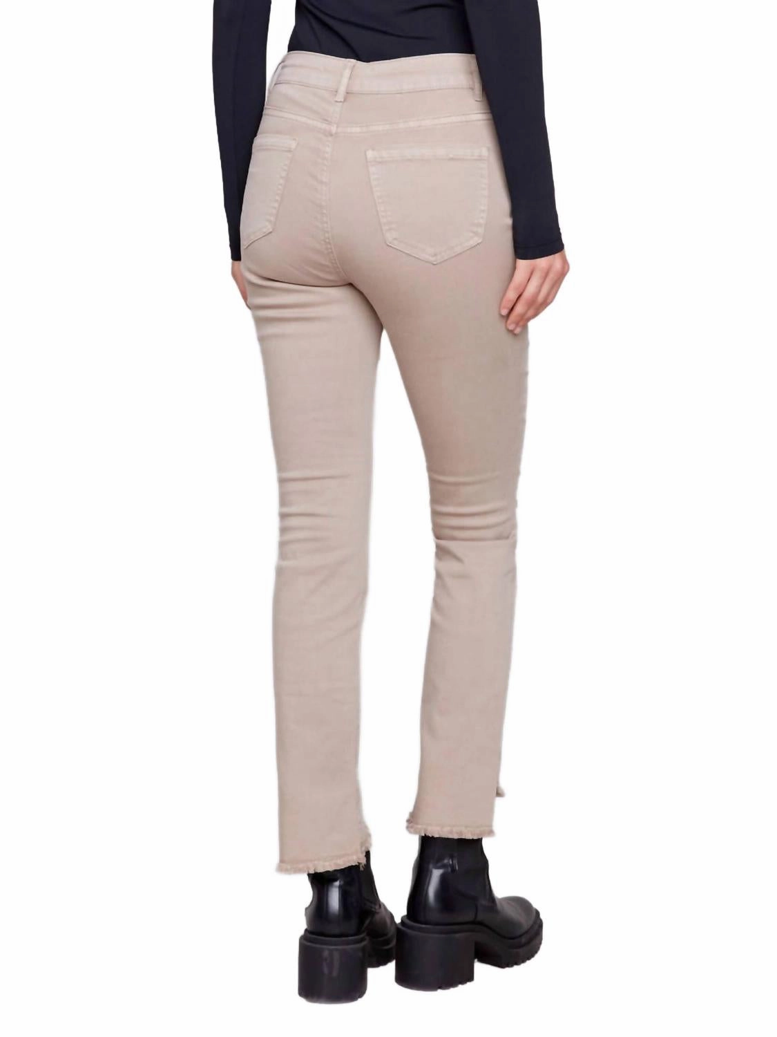 Bootcut With Asymmetrical Hem Pants In Almond