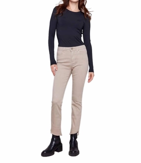 Bootcut With Asymmetrical Hem Pants In Almond womens leather pants outlet