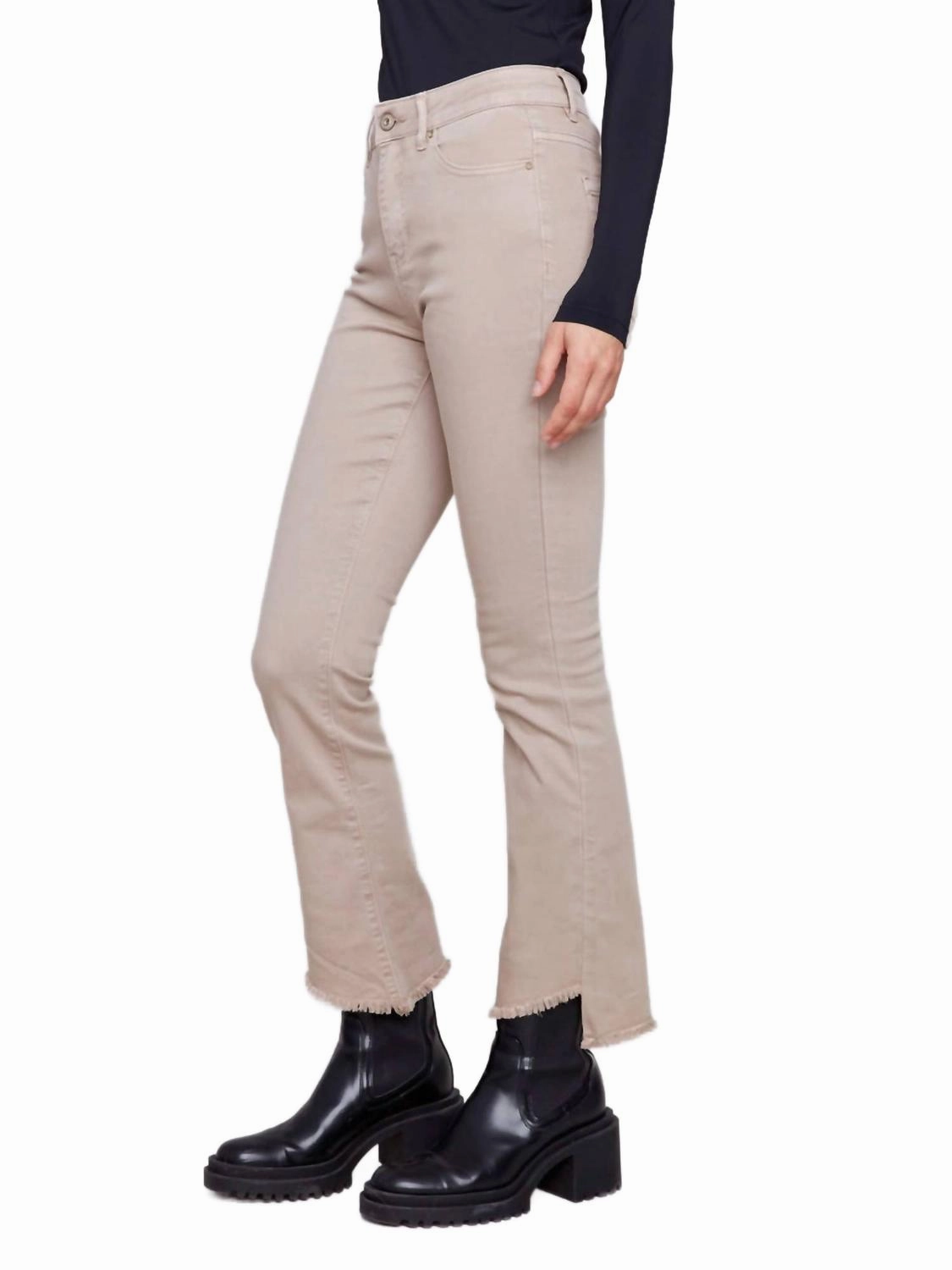 Bootcut With Asymmetrical Hem Pants In Almond