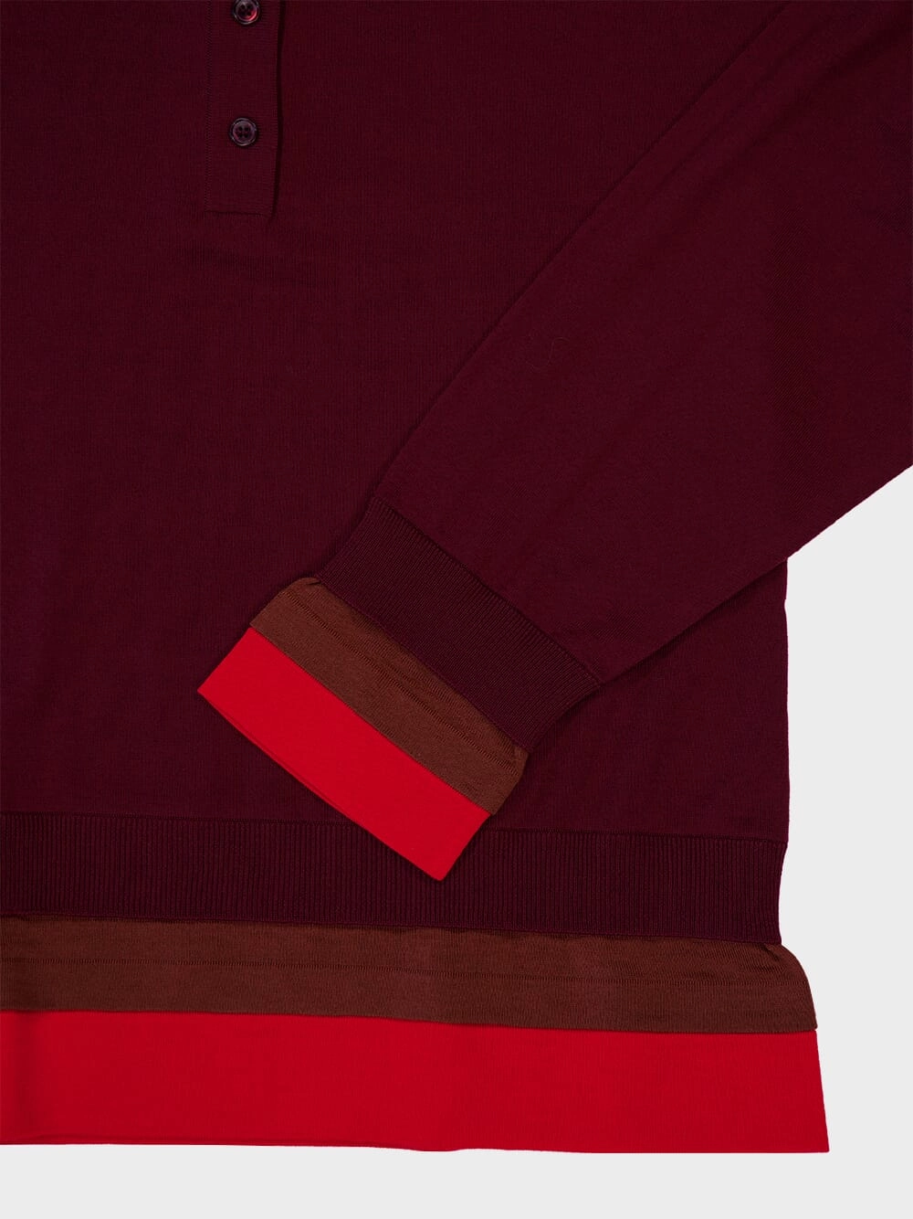 Bordeaux and Red Wool Polo Top