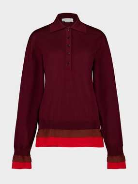 Bordeaux and Red Wool Polo Top Knitwear Womens - women's knitwear cheap