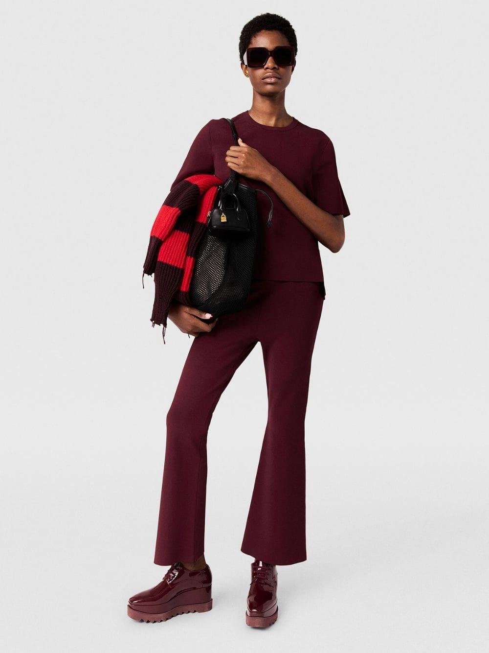 Bordeaux Knit Flared Trousers Knitwear Womens - women's knitwear cheap