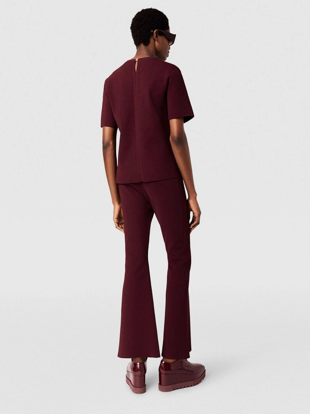 Bordeaux Knit Flared Trousers