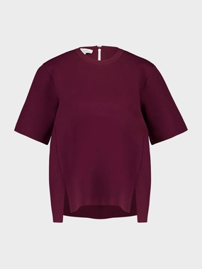 Bordeaux Knit Short-Sleeve Boxy T-Shirt Knitwear Womens - women's knitwear cheap