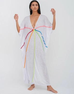 Braided Front Kaftan  - White Swim Womens - bikinis clearance