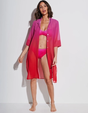 Brasil Midi Beach Shirt - Flower Pink Swim Womens - bikinis clearance
