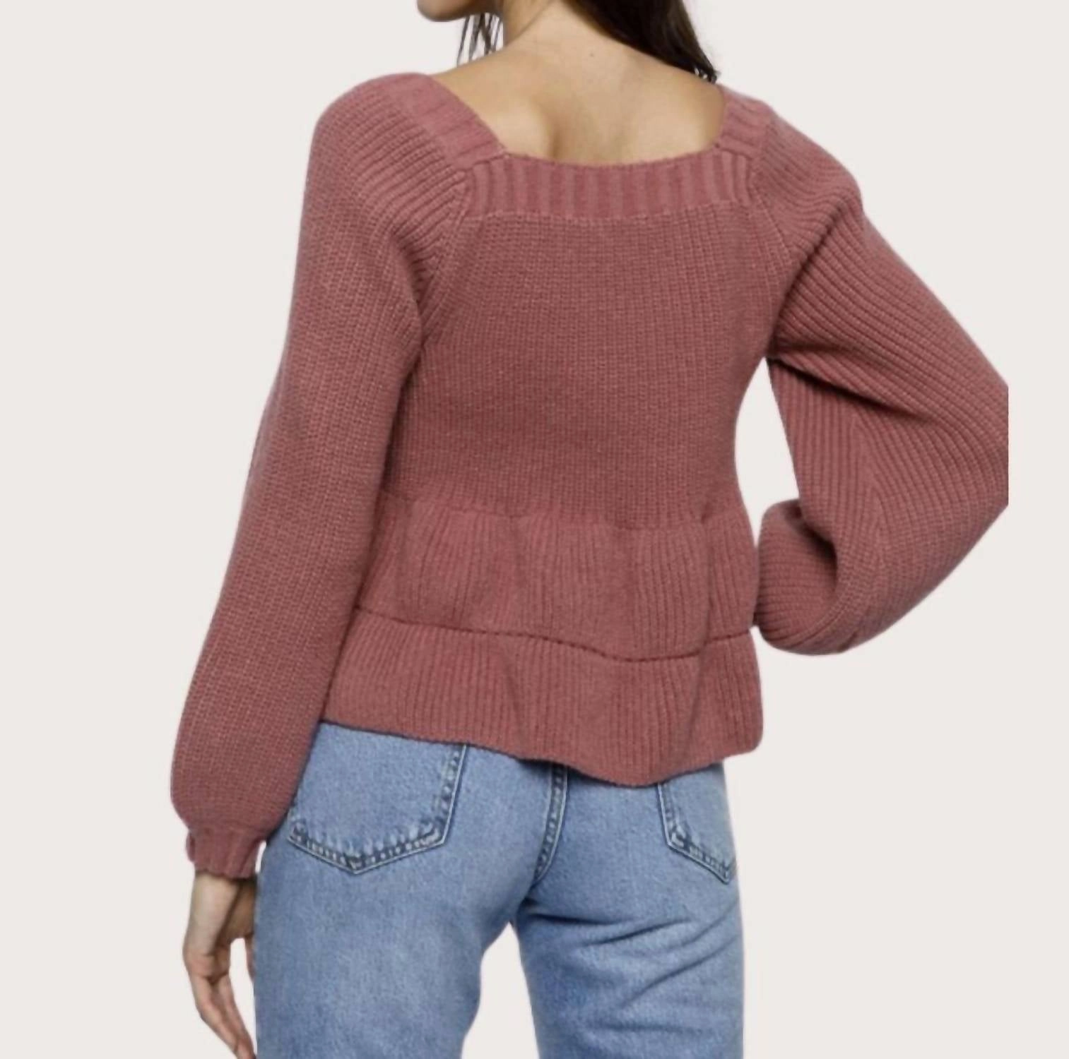 Bri Baby Doll Sweater In Rust