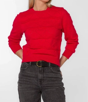 Brinley Jacquard Sweater In Red Ribbon Tops Womens - camisoles best price