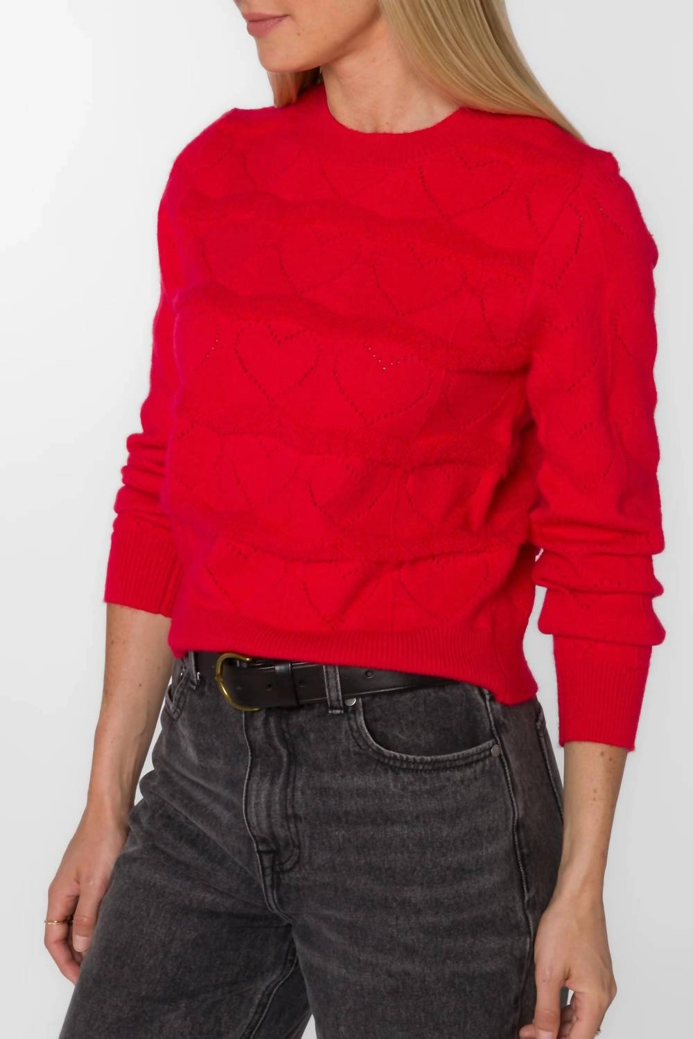 Brinley Jacquard Sweater In Red Ribbon