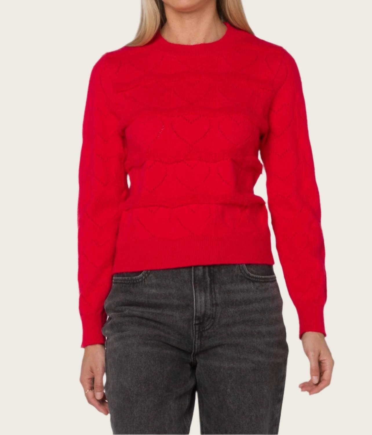 Brinley Jacquard Sweater In Red Ribbon