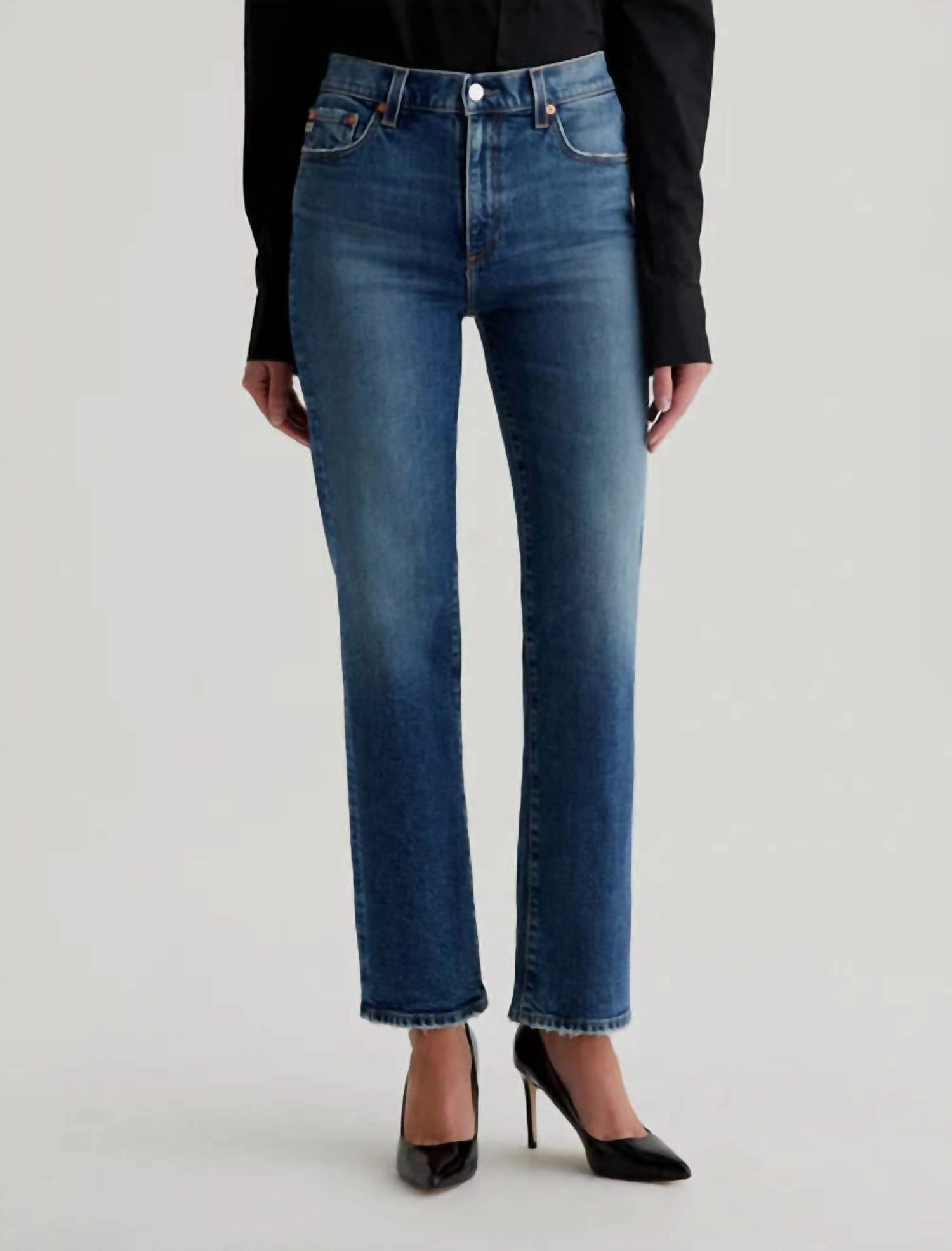 Brinley Mid-Rise Straight Denim Jeans In 15 Years Firenze womens trousers outlet