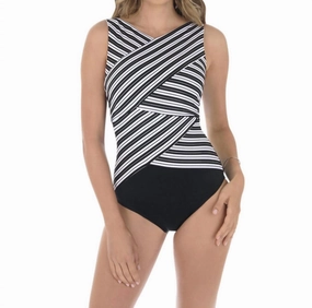 Brio One Piece Swimsuit In Black/ White Swim Womens - reversible swimsuits