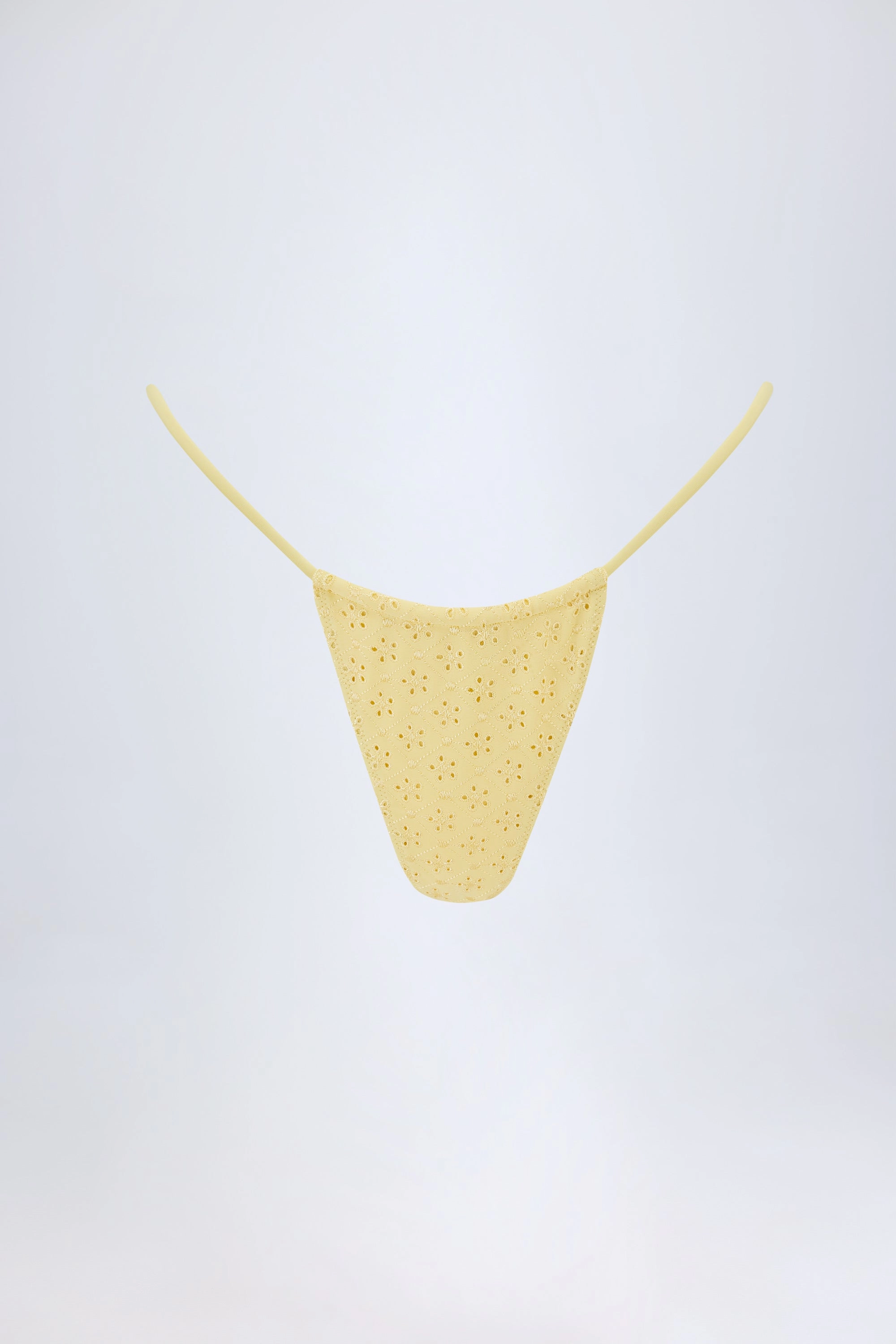 Broderie Anglaise Drawstring Bikini Bottoms in Lemon Yellow