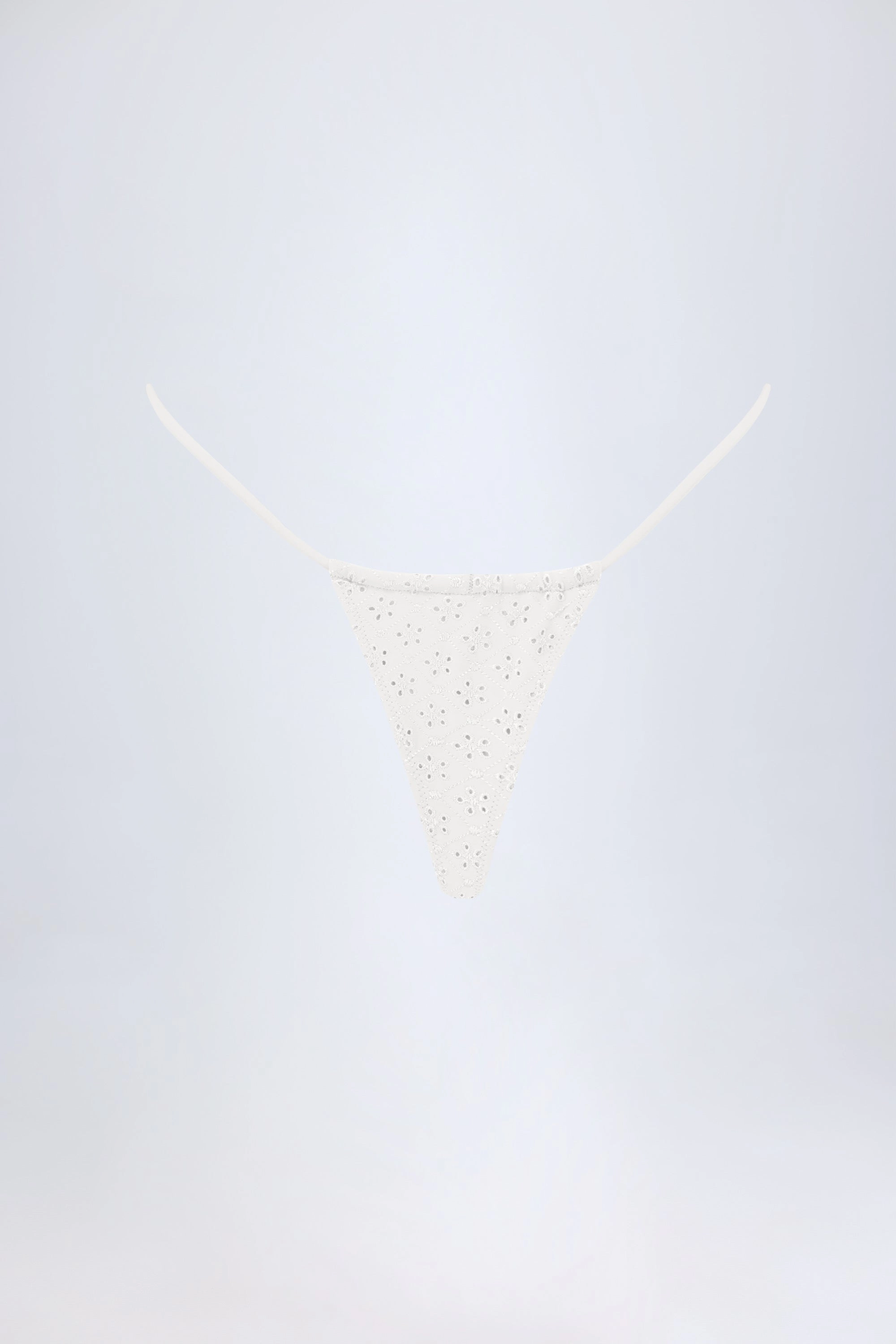 Broderie Anglaise Drawstring Bikini Bottoms in White