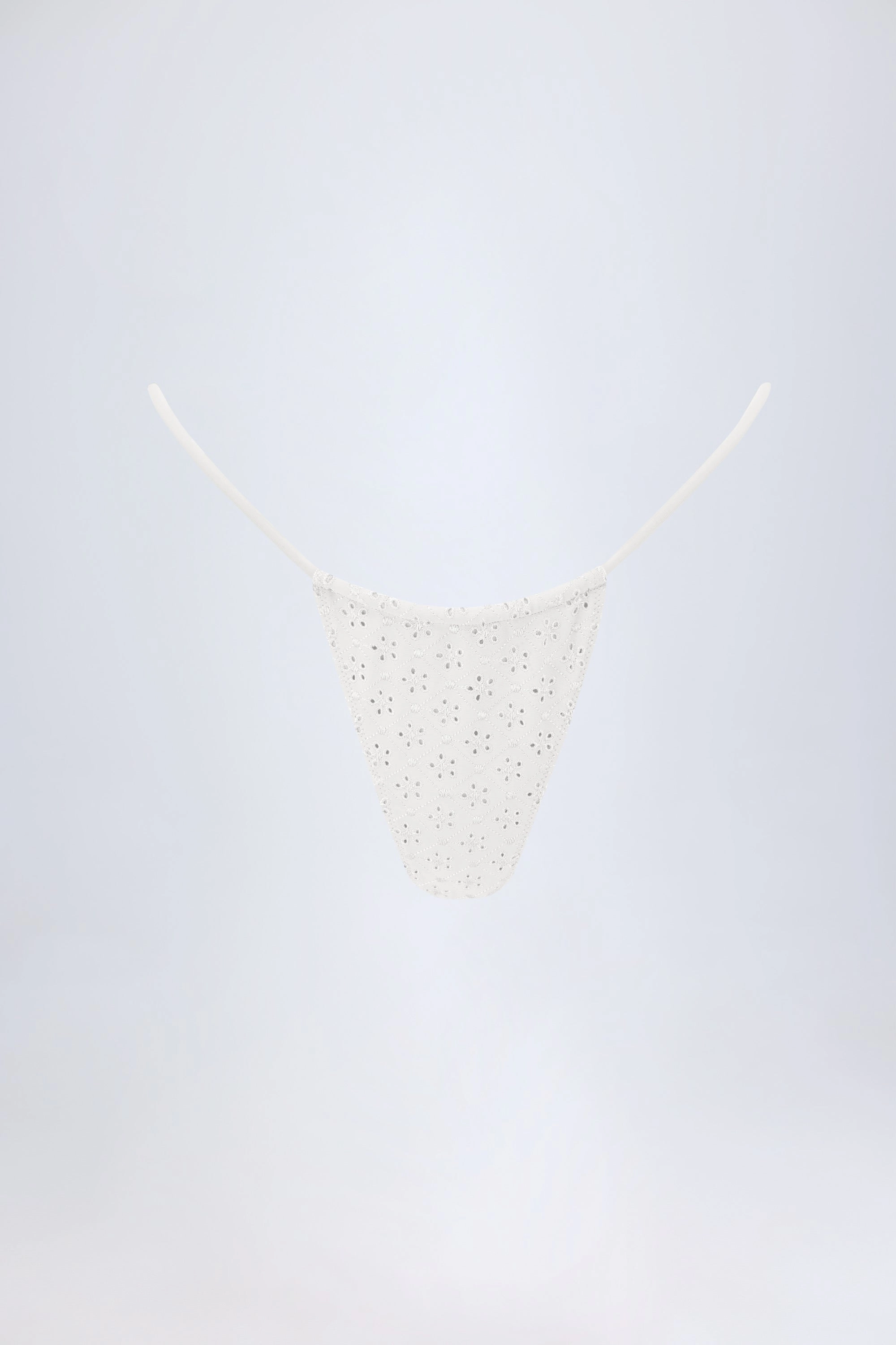 Broderie Anglaise Drawstring Bikini Bottoms in White