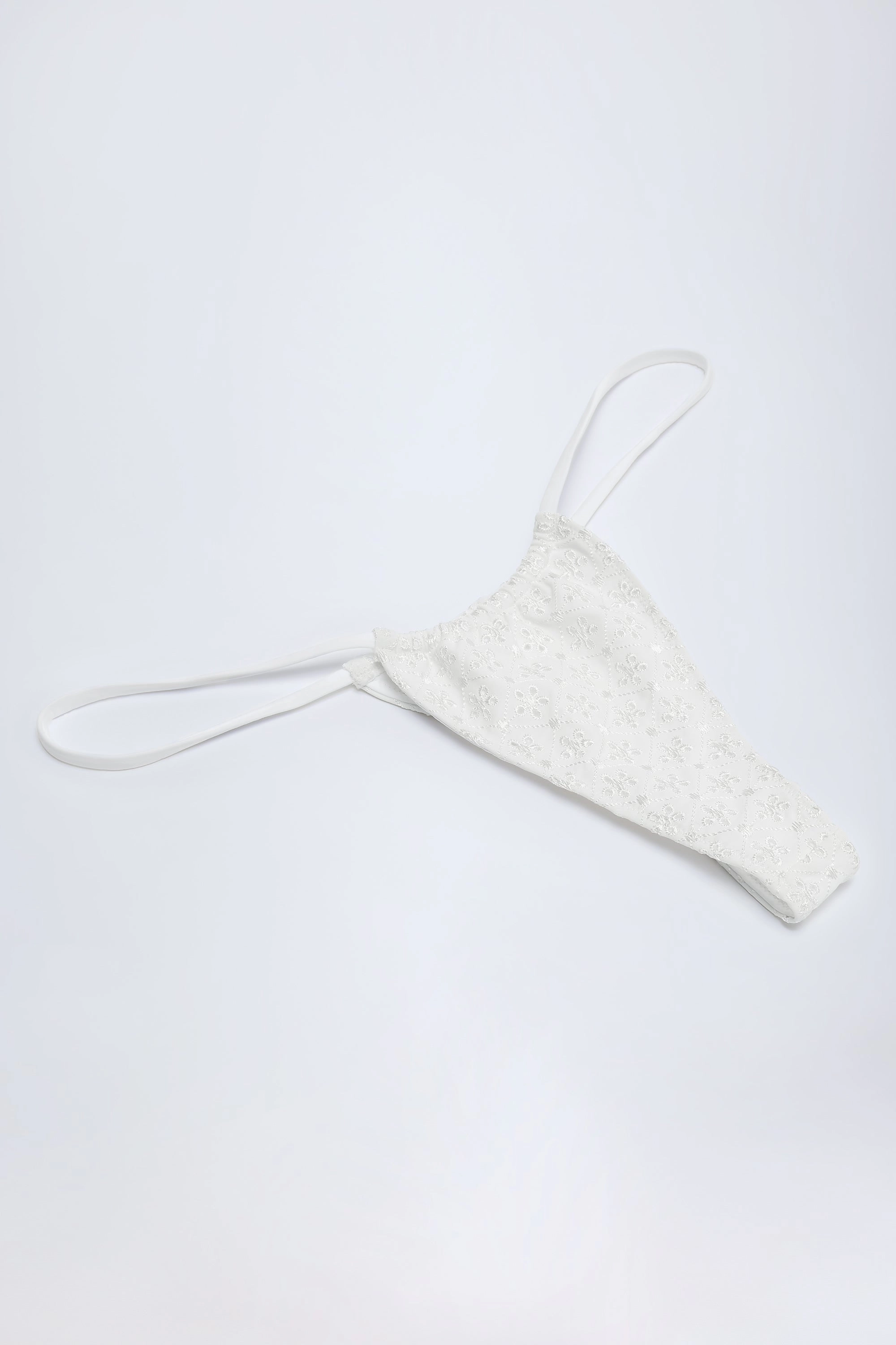 Broderie Anglaise Drawstring Bikini Bottoms in White