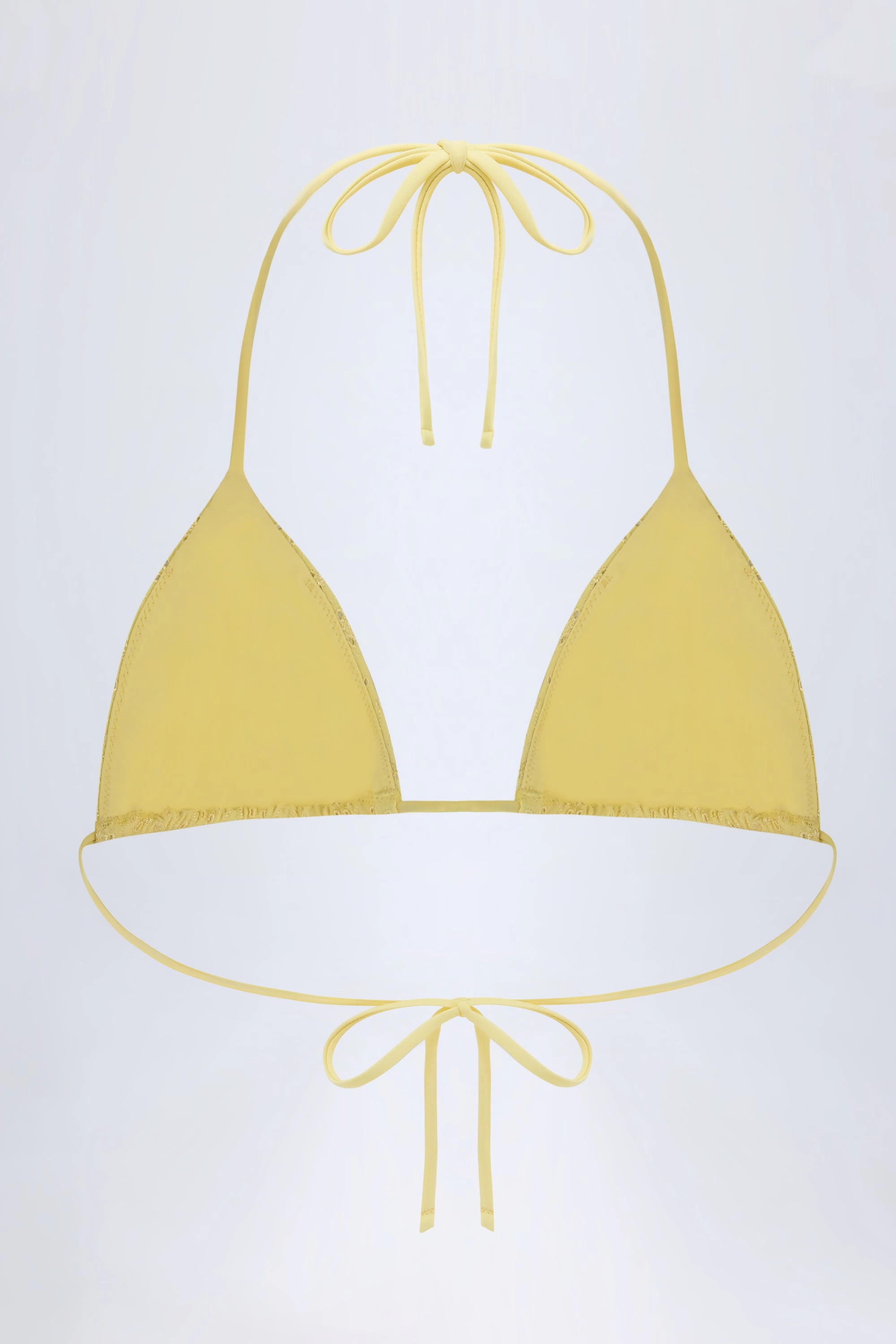 Broderie Anglaise Triangle Bikini Top in Lemon Yellow