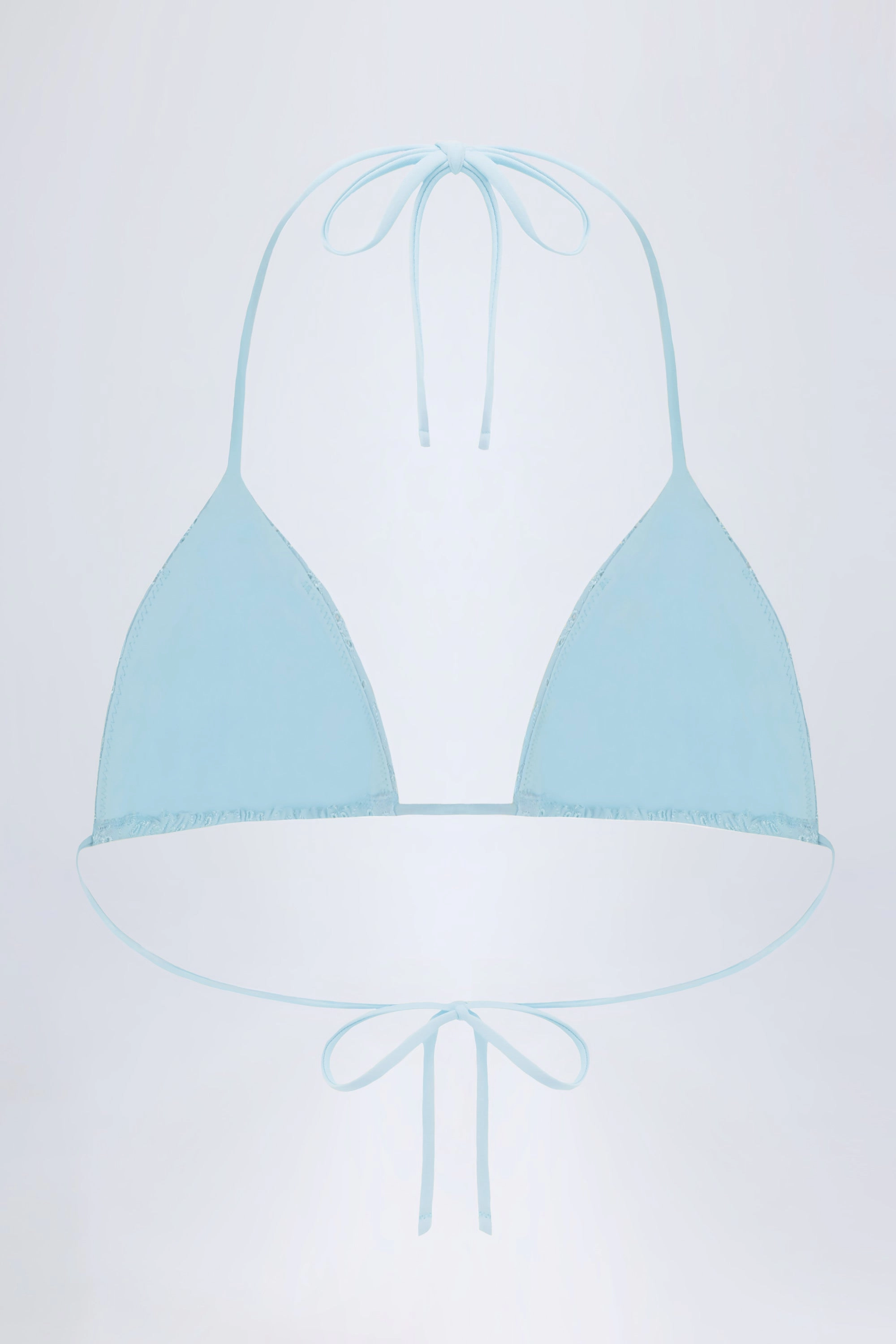 Broderie Anglaise Triangle Bikini Top in Powder Blue