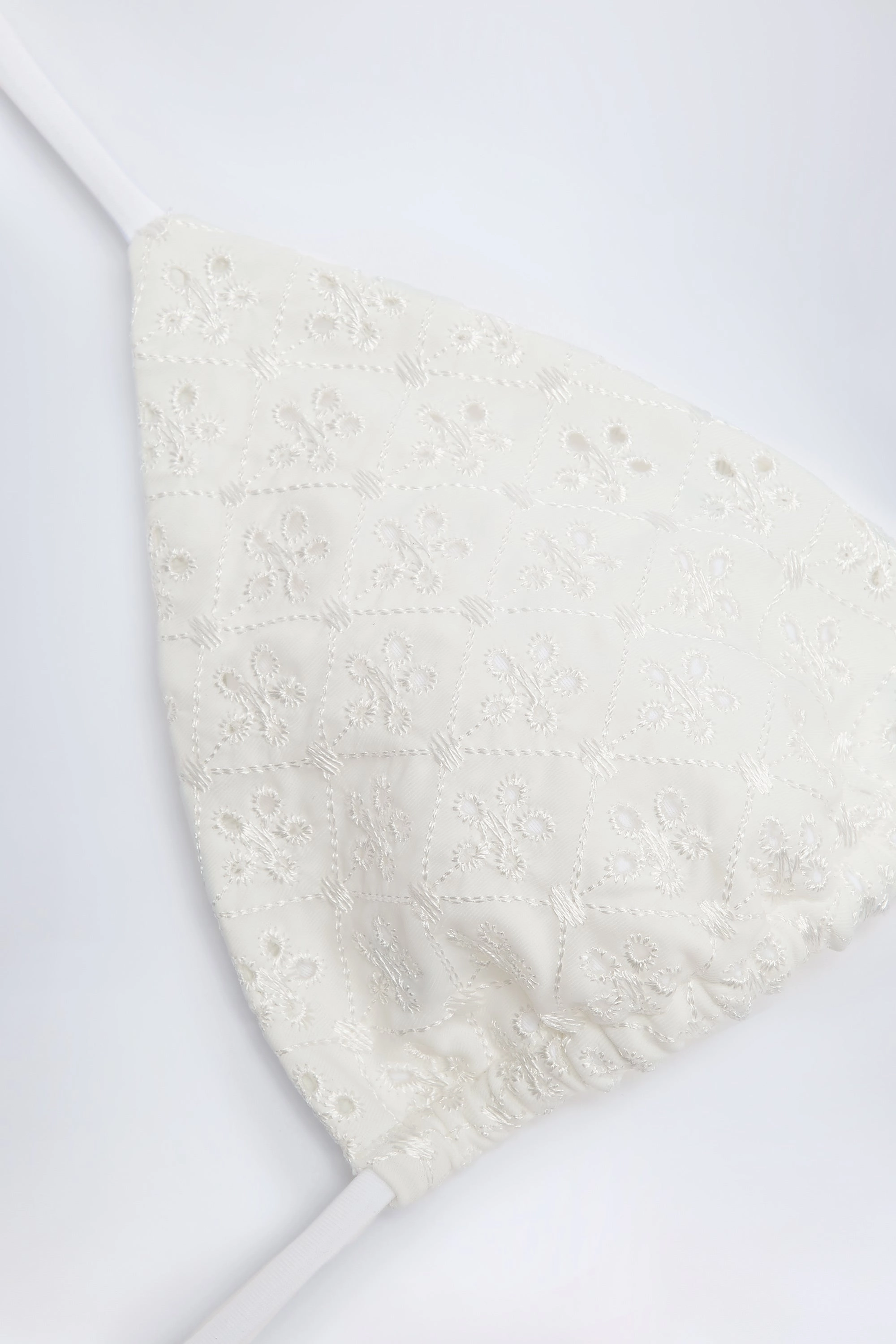Broderie Anglaise Triangle Bikini Top in White