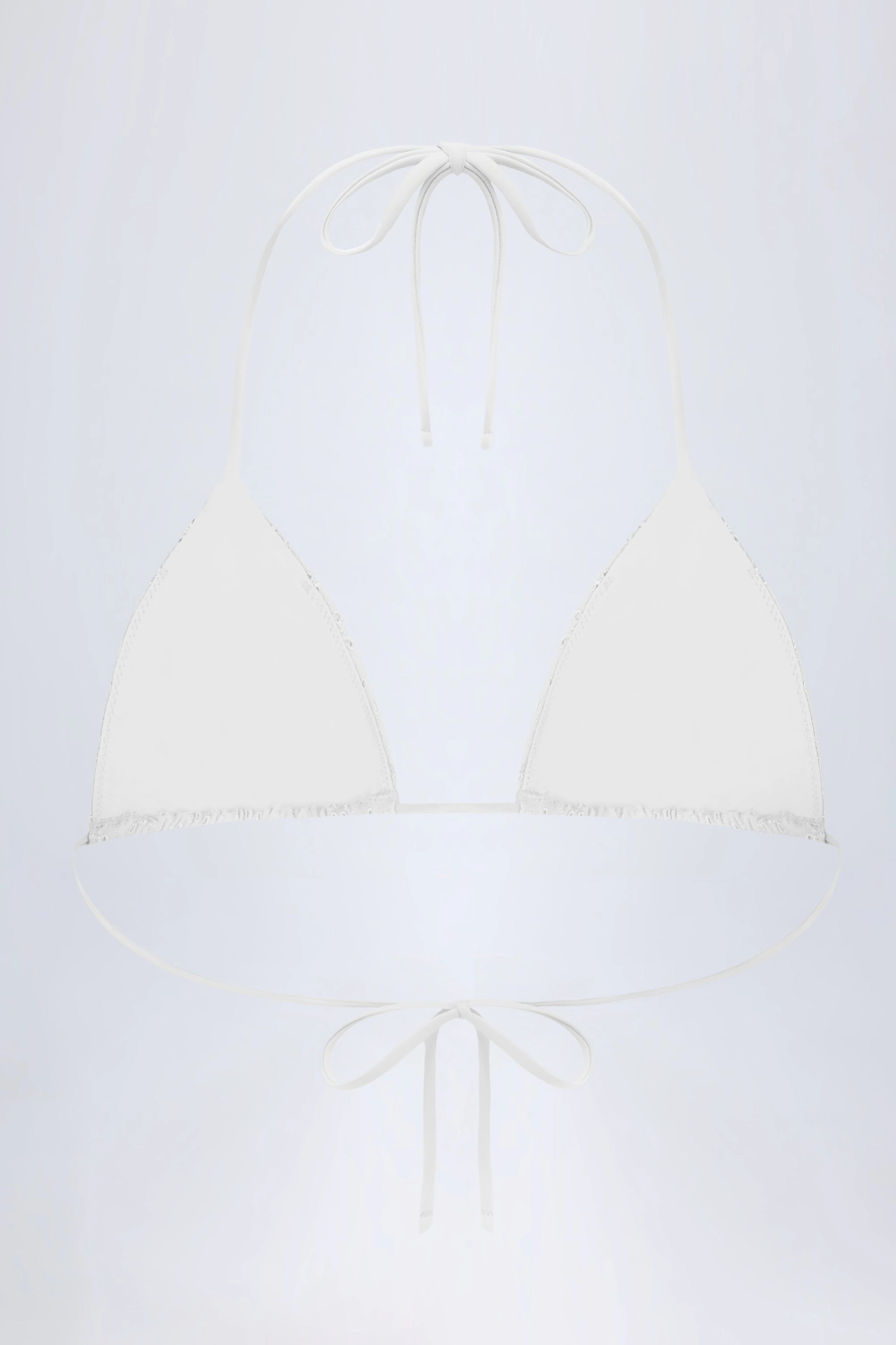 Broderie Anglaise Triangle Bikini Top in White