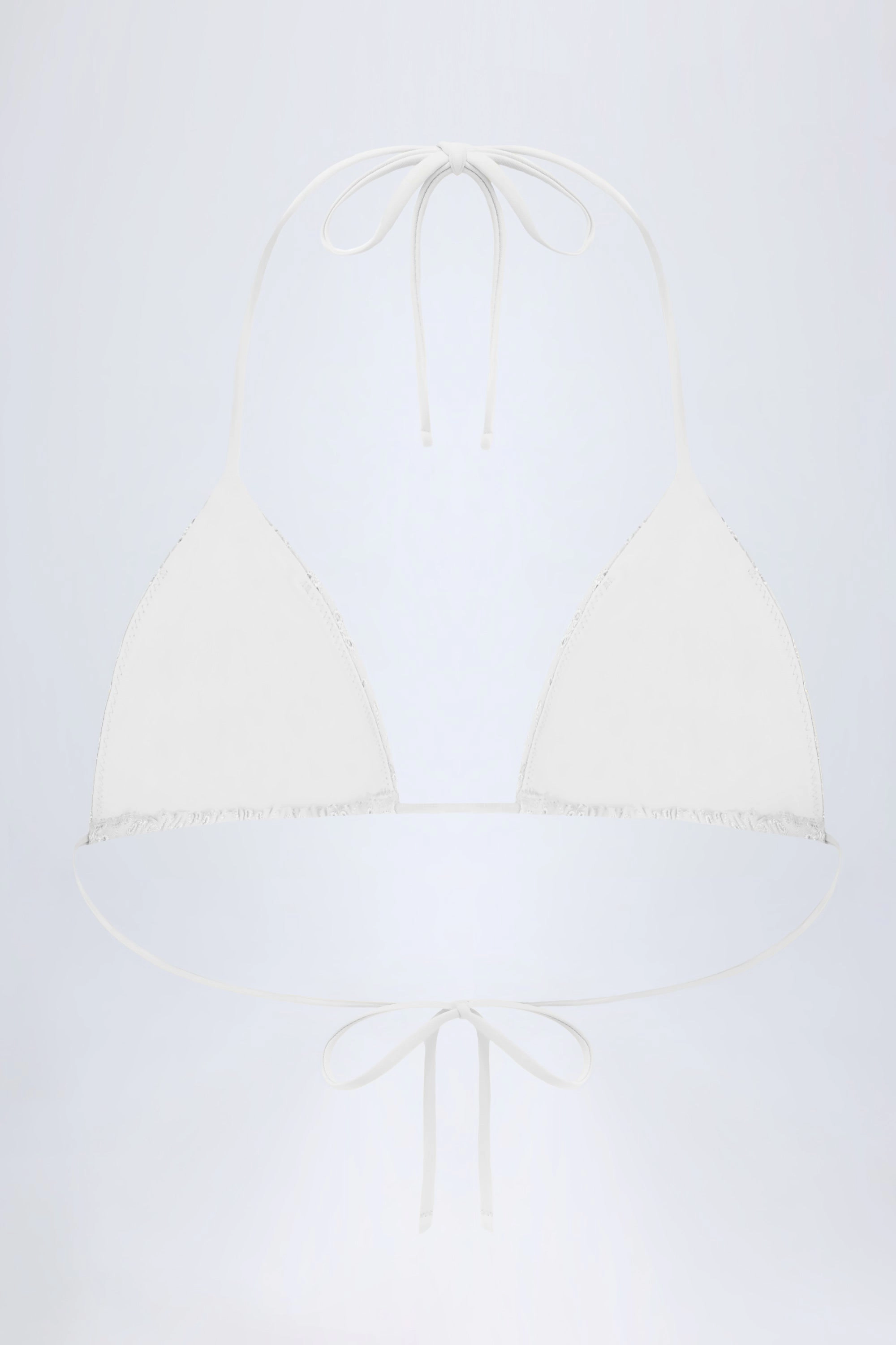 Broderie Anglaise Triangle Bikini Top in White
