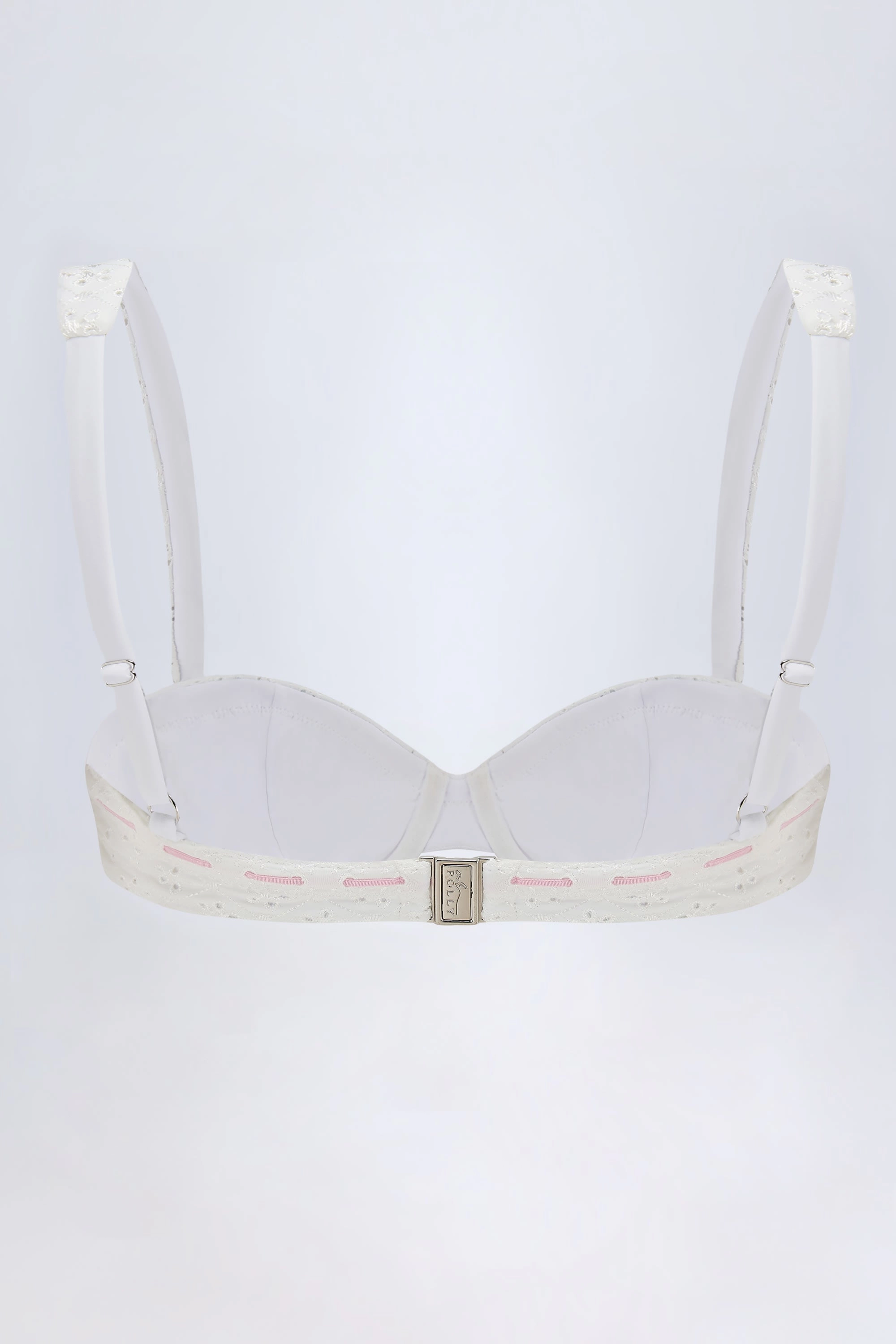 Broderie Anglaise Underwired Balconette Bikini Top in White