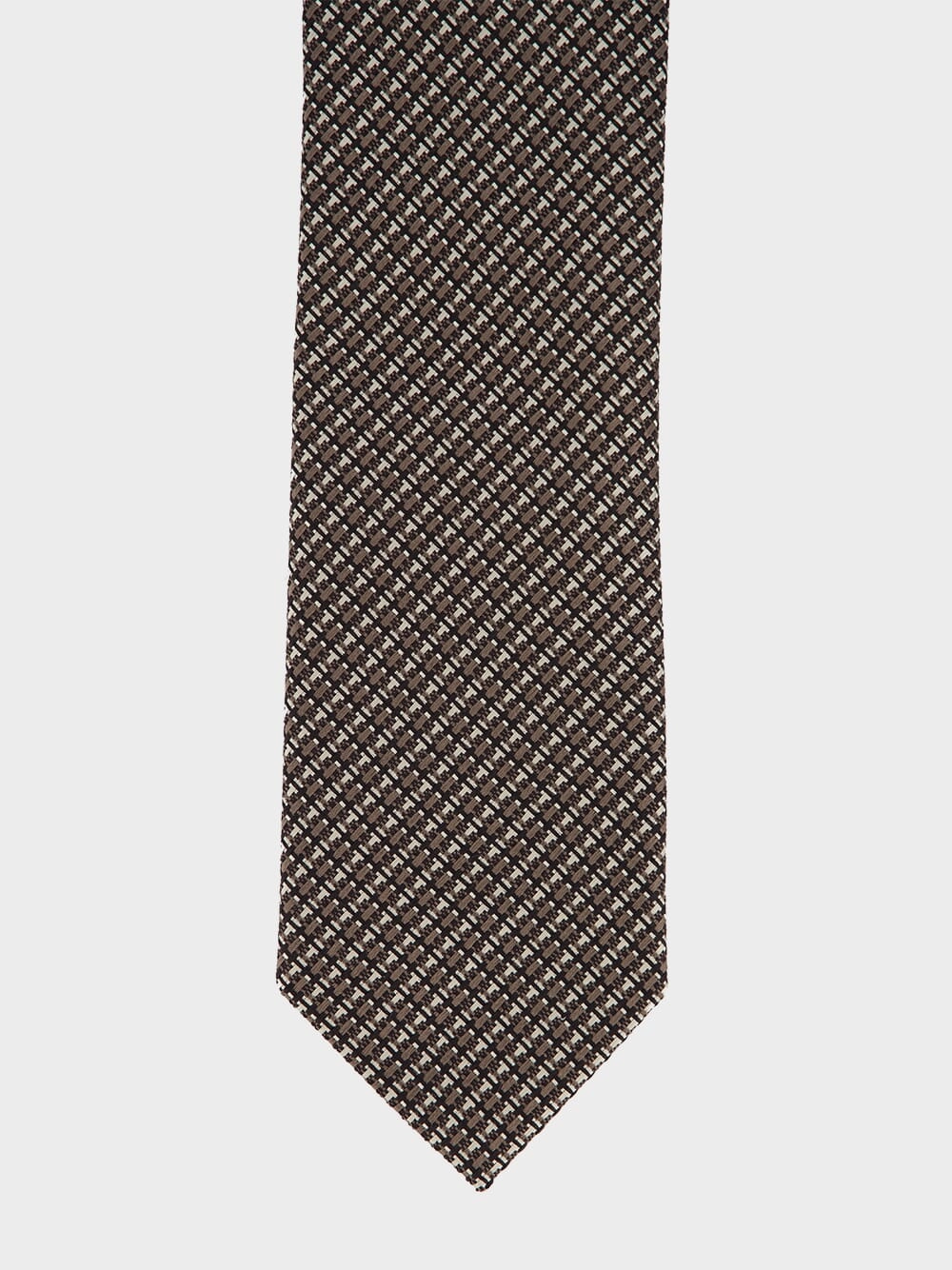 Brown Micro-Check Silk Tie