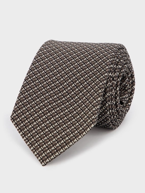 Brown Micro-Check Silk Tie Suits Mens - men's suits outlet