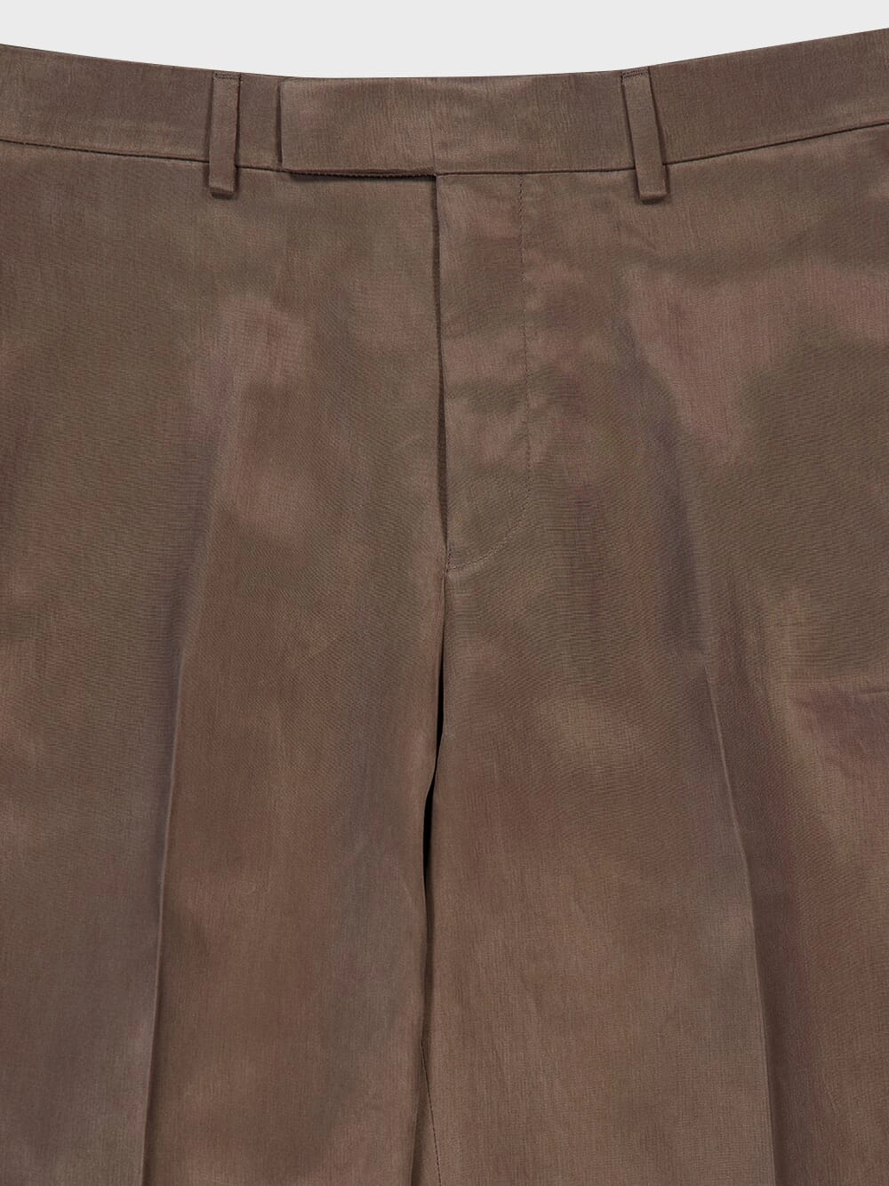 Brown Straight-Fit Pleated Trousers