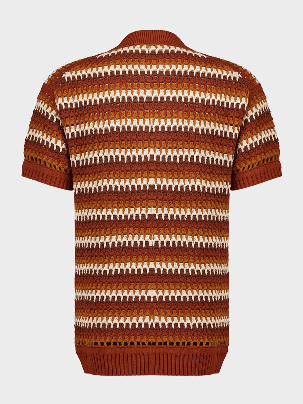 Brown V-Neck Pinto Crochet Cotton Shirt