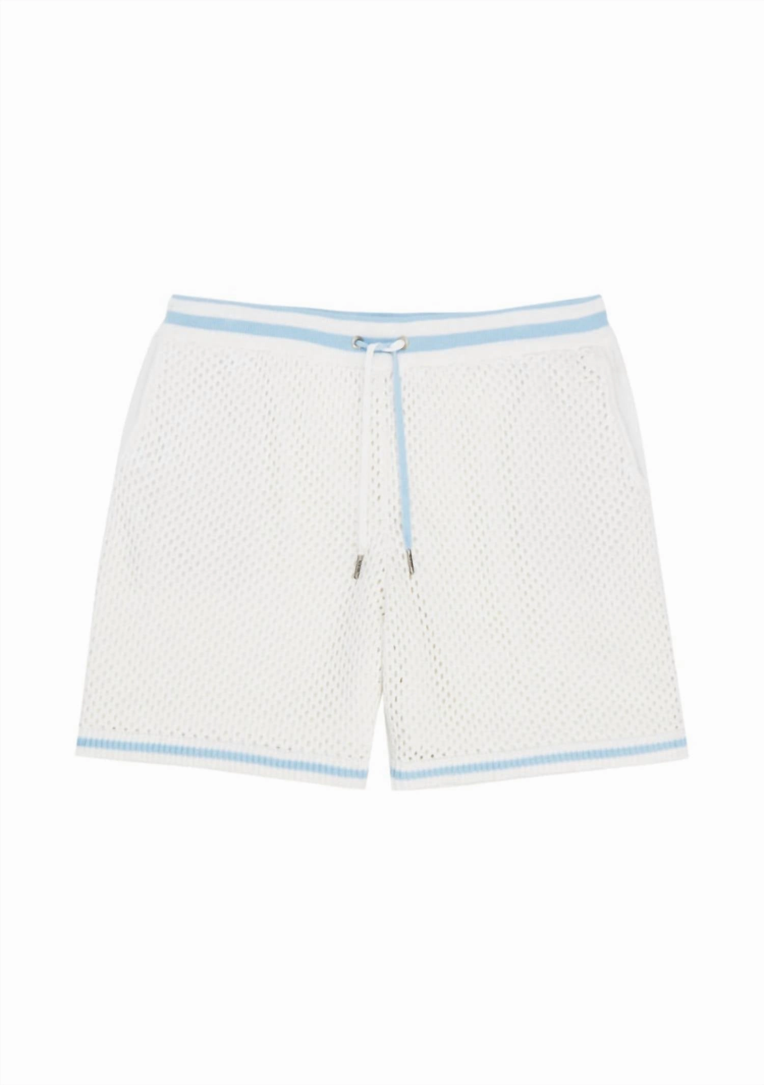 Bruce Crochet Short In White/blue
