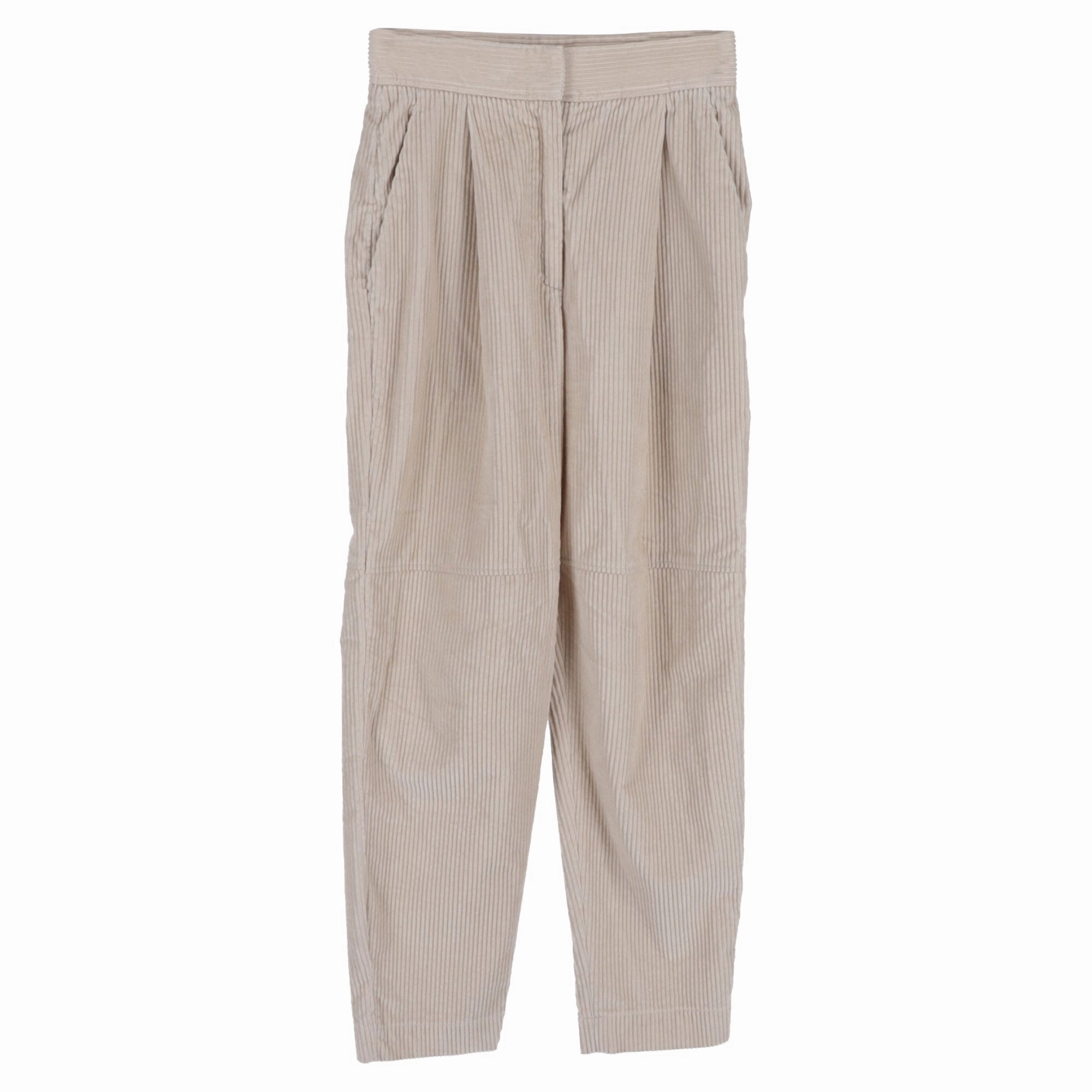Brunello Cucinelli Wide-Leg Trousers in Beige Corduroy womens linen pants discount