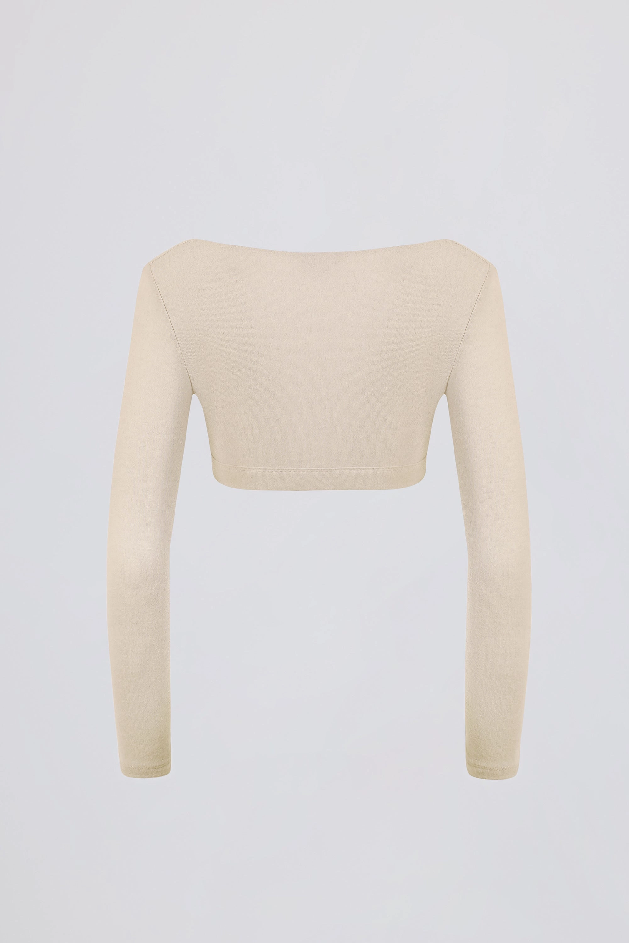 Brushed Jersey Wrap Crop Top in Ecru