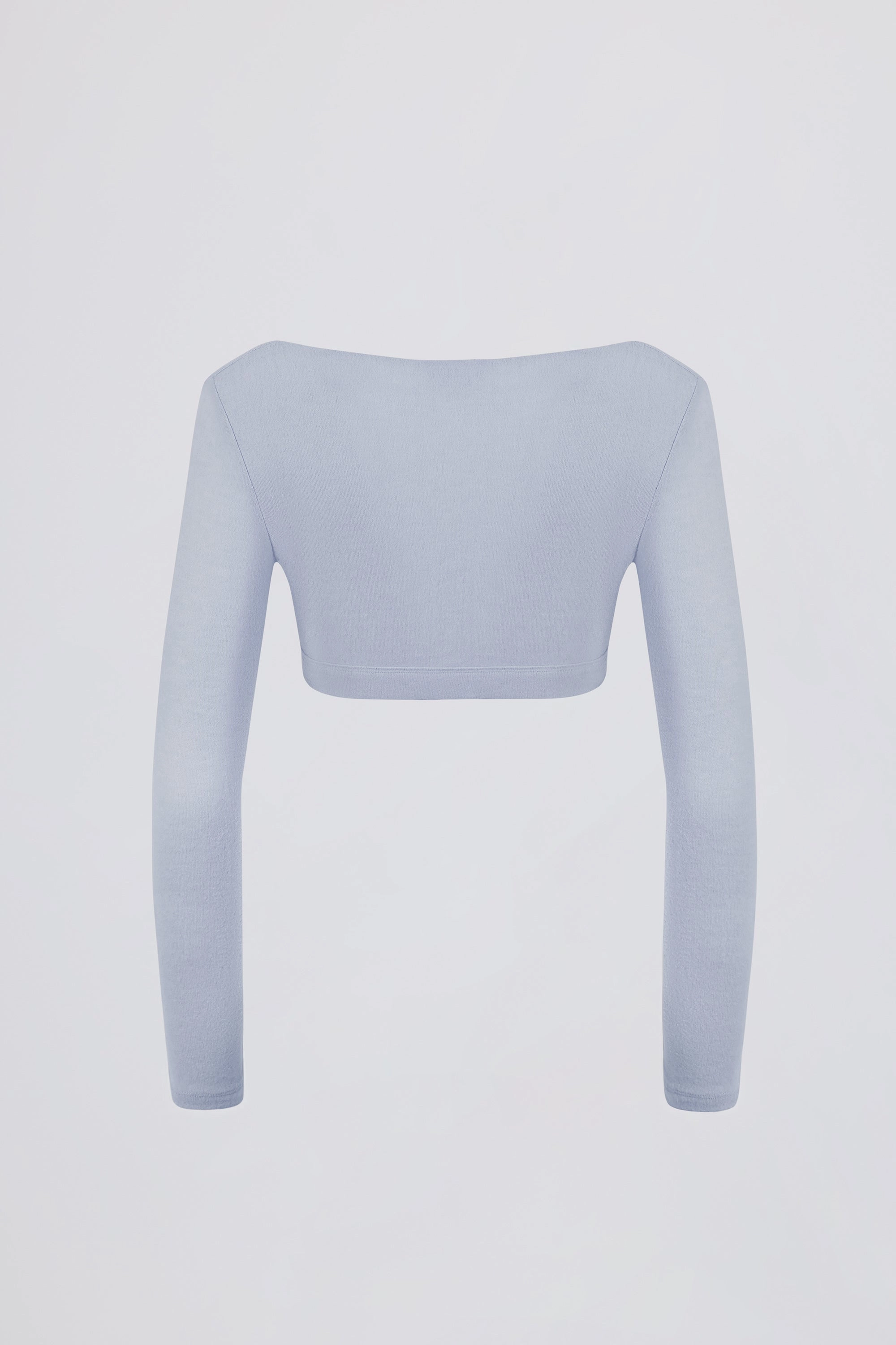 Brushed Jersey Wrap Crop Top in Soft Blue
